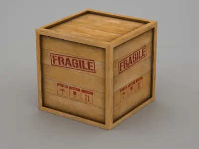 Wooden Crate Low-poly 3D model 7