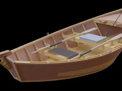 Draft Boat Low-poly 3D model