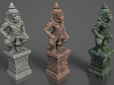 Ancient Khmer Statue17-250523 Low-poly 3D model