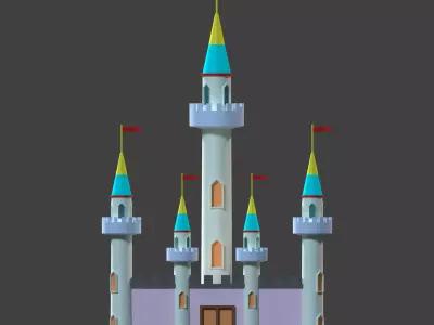 Low Poly Simple Cartoon Medieval Castle Low-poly 3D model