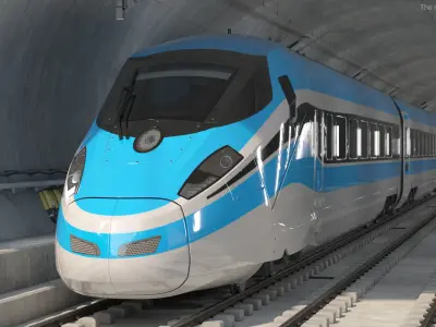 Railway Tunnel Section with Train 3D model purchase