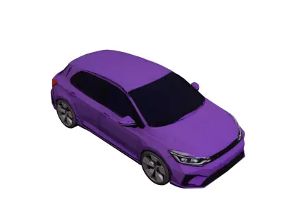 Low Poly Generic Hatchback Car Vehicle Model PBR Texture Low-poly 3D model