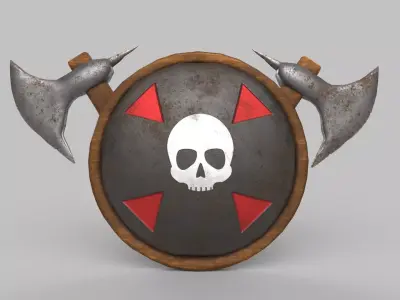 shield and axe Low-poly 3D model