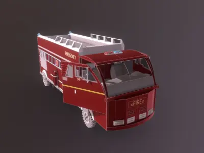 Low Poly Emergency Fire Truck  Low-poly 3D model