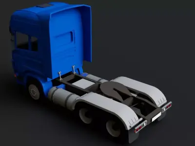 Scania Truck with 6 Semi Trailers Heavy Vehicle Low-poly 3D model