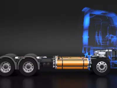 Hydrogen Fuel Cell Semi-Truck Chassis X-Ray 3D model