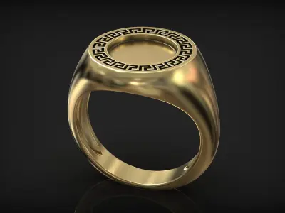 Round Antique Greek Ornament Meander Mockup Signet 3D print model