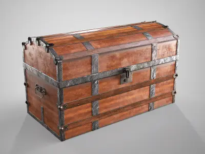 Wooden Medieval Chest - Antique Treasure Trunk AAA Low-poly 3D model
