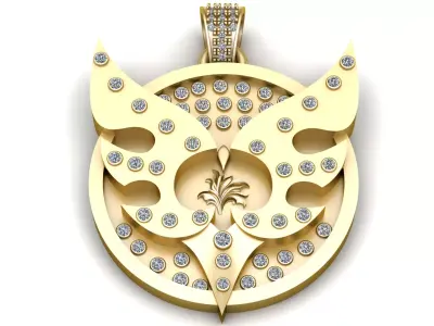 gold diamond pendant 3D print model