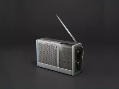 Early 90s Vintage Military Philips Radio Low-poly 3D model