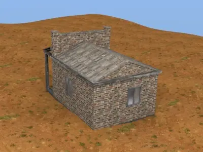 Brick western house Free low-poly 3D model