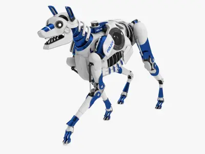 Futuristic Police Robot Dog Walking Pose 3D model