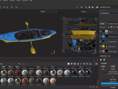  Kayak 3D Model with Paddle PBR Textured Low-poly 3D model