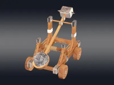 Medieval Catapult 3D model 6