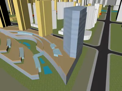 Urban highrise building ancillary building commercial building 3D model