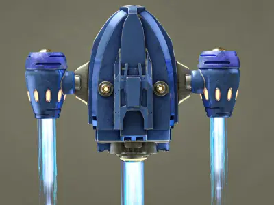 Cute Starship 3D model Low-poly 3D model