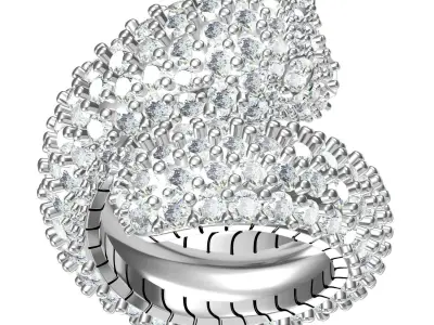 Antique Cat Face Diamond Ring for Women 3D print model