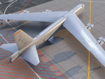 Boeing B52 Stratofortress Strategic Bomber Rigged 3D model