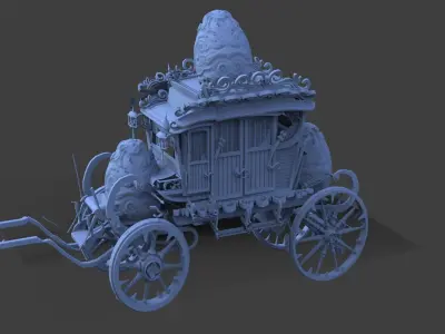 High polygon Easter Stage Coach 3D model