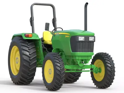 John Deere 5050D Tractor Low-poly 3D model