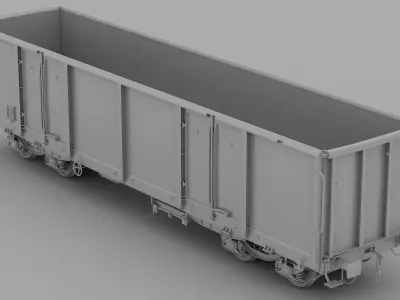 High Poly Railway wagon 3D model