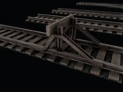 Old Modular Railway Tracks Low-poly 3D model