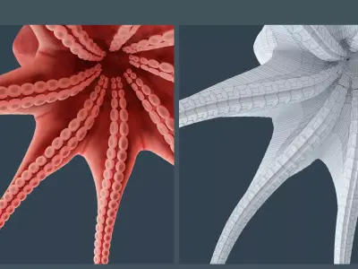 Animated Giant Pacific Octopus Free 3D model