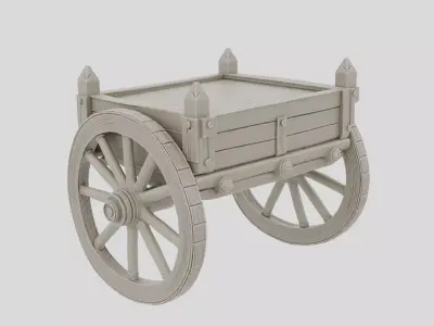 Medieval Fantasy Wooden Cart for 3D print 3D model