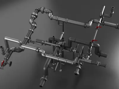 pipe pipes industrial low poly pipeline valve game ready 3D model by smallyueyue