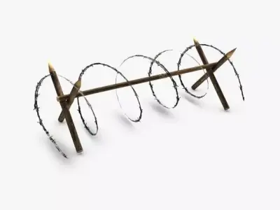Low poly barbed wire barricade 3D model