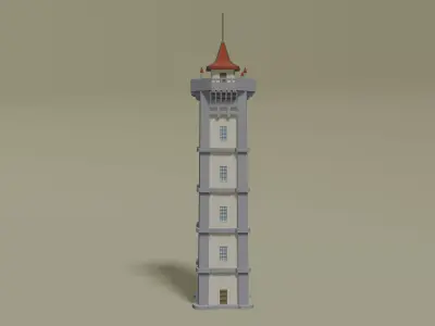 Stylized Medieval Tower Low-poly 3D model
