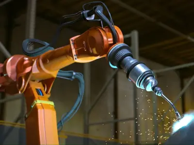 Industrial Robot Welding Low-poly 3D model