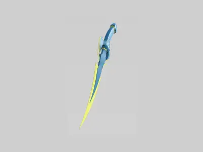 Medieval Dagger 10 Cartoon Blue - Fantasy Character Weapon Low-poly 3D model