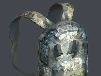 Backpack military combat Black baggage Low-poly Low-poly 3D model 3