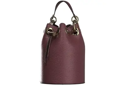 Burgundy Leather Bucket Bag 3D model