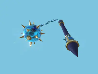 Medieval Flail 08 Water - Character Fantasy Weaponry Low-poly 3D model