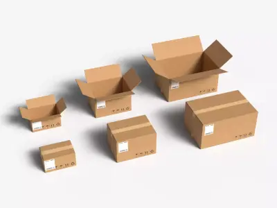Cardboard Box Set  - Small Medium Large - Open Closed PBR Pack