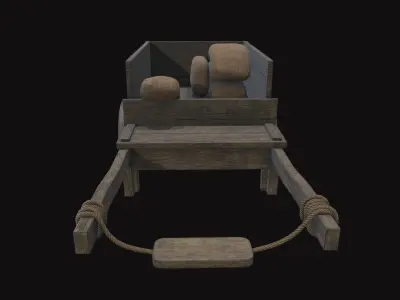 Medieval Carriage V19 Low-poly 3D model