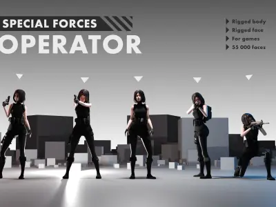 Battle Spec Ops Girl Operator Low-poly 3D model