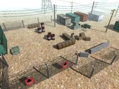 Military Prop Pack Lowpoly Game Ready  Low-poly 3D model