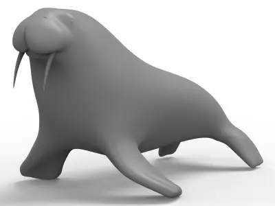 Walrus Base Mesh Low-poly 3D model