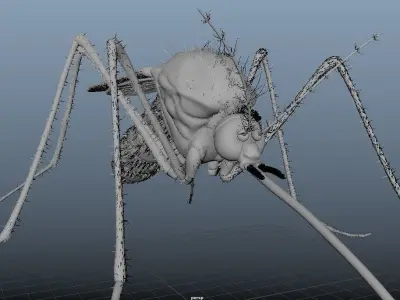 Rigged Black Mosquito 3D model