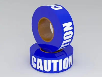 Caution Tape Blue 3D model