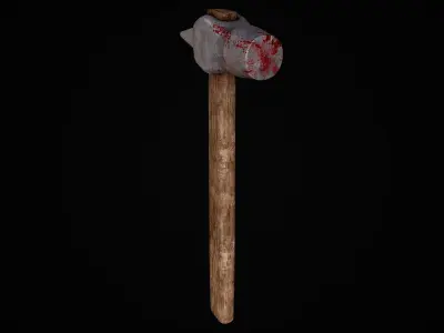 Hammer axe with blood Low-poly 3D model