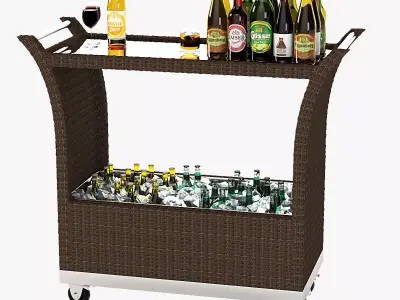 Outdoor Wicker Beverage Carts The Urban Backyard 3D model