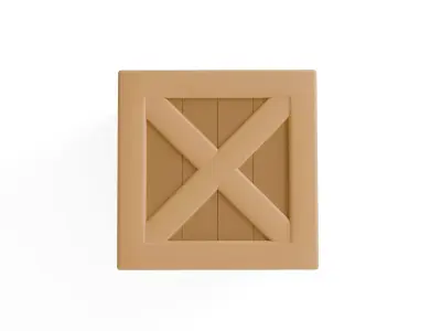 Stylized Cartoon Wooden Crate Low-poly 3D model