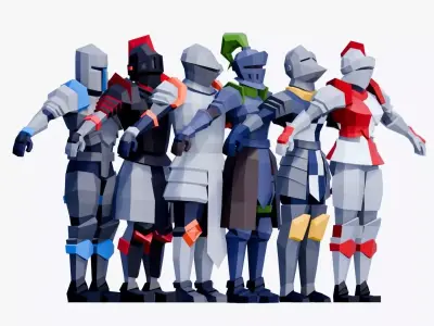 Low Poly Medieval Knights - Animated and Rigged Low-poly 3D model