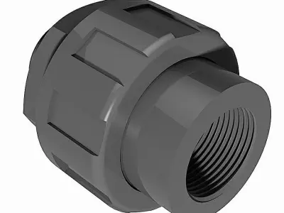 PVC Three Piece Unions - BSP Male x Female Free 3D model