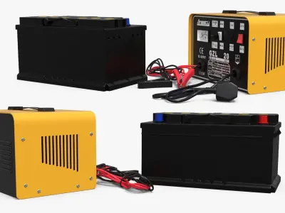 Automotive Battery with Portable Charging Unit 3D model