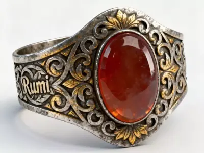 Traditional Ottoman Agate Ring 3D Model Antique Jewelry Low-poly 3D model